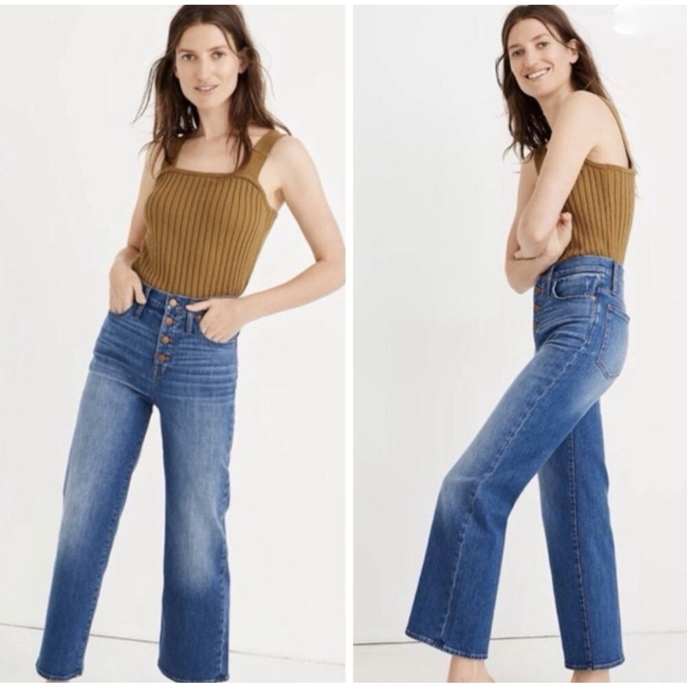 Madewell Women Slim Wide Leg Denim Crop Jeans Size 31 NWT
